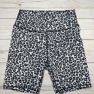 Persit high waisted activewear shorts.  Color: white Leopard. Size medium.